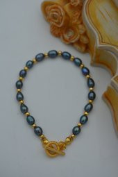 STONEAGE JEWELLERY Siyah Arpa İncili Bileklik thumbnail 4