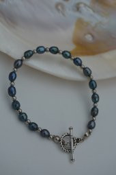 STONEAGE JEWELLERY Siyah Arpa İnciden Bileklik thumbnail 1