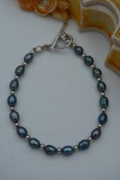 STONEAGE JEWELLERY Siyah Arpa İnciden Bileklik thumbnail 4