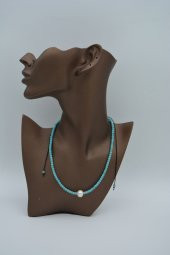 STONEAGE TURKUAZ VE İNCİ METALSİZ KOLYE thumbnail 4