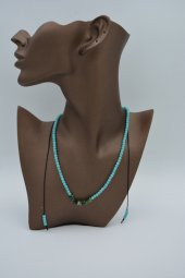 STONEAGE JEWELLERY Zümrüt ve Turkuaz Taşlı Metalsiz Kolye thumbnail 4