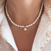 Vaoov 925 Ayar Gümüş Midye Kabuğu İnci Kolye thumbnail 6