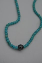 STONEAGE JEWELLERY Hematit ve Turkuaz Taşlı Metalsiz Kolye thumbnail 1