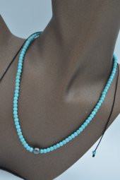 STONEAGE JEWELLERY Hematit ve Turkuaz Taşlı Metalsiz Kolye thumbnail 4