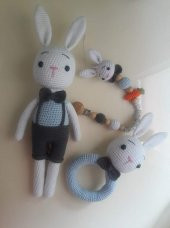 Erkek Tavşan Seti Amigurumi Organik Oyuncak - 1