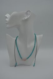STONEAGE JEWELLERY Pembe Kuvars ve Turkuaz Taşlı Metalsiz Kolye thumbnail 6