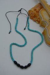 STONEAGE JEWELLERY Arpa Oniks ve turkuaz Taşlı Metalsiz Kolye thumbnail 2