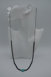 STONEAGE JEWELLERY Kalp Turkuaz ve Oniks Taşlı Metalsiz Kolye thumbnail 3