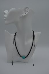 STONEAGE JEWELLERY Kalp Turkuaz ve Oniks Taşlı Metalsiz Kolye thumbnail 4