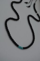 STONEAGE JEWELLERY Turkuaz ve Oniks Taşlı Metalsiz Kolye thumbnail 1