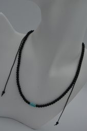 STONEAGE JEWELLERY Turkuaz ve Oniks Taşlı Metalsiz Kolye thumbnail 3