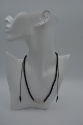 STONEAGE JEWELLERY Pembe Kuvars ve Oniks Taşlı Metalsiz Kolye - 3