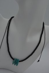 STONEAGE JEWELLERY Amazonit ve Oniks Taşlı Metalsiz Şifa Kolyesi thumbnail 3