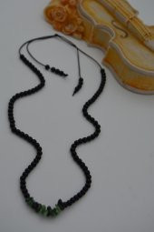 STONEAGE JEWELLERY Zümrüt ve Oniks Doğal Taşlı Metalsiz Kolye thumbnail 2