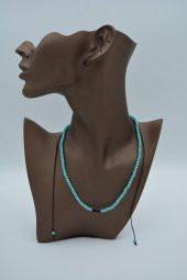 STONEAGE JEWELLERY Turkuaz ve Oniks Taşlı Metalsiz Kolye thumbnail 3