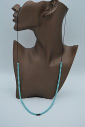 STONEAGE JEWELLERY Turkuaz ve Oniks Taşlı Metalsiz Kolye thumbnail 5