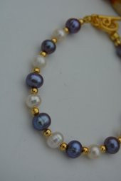 STONEAGE JEWELLERY Beyaz ve Siyah İnci Doğal Taşlı Bilek thumbnail 4