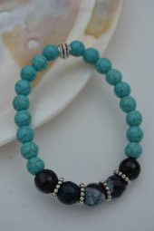 STONEAGE Turkuaz Taşlı ve Dantelli Akik Taşlı Bileklik thumbnail 1