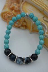 STONEAGE Turkuaz Taşlı ve Dantelli Akik Taşlı Bileklik thumbnail 2