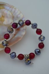 STONEAGE JEWELLERY Çek Kristali ve Mor Akik Bileklik thumbnail 1