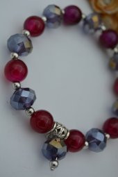 STONEAGE JEWELLERY Çek Kristali ve Mor Akik Bileklik thumbnail 3