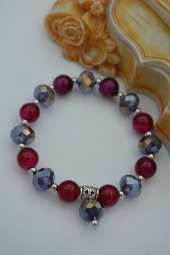 STONEAGE JEWELLERY Çek Kristali ve Mor Akik Bileklik thumbnail 4