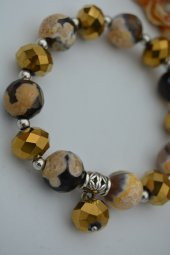 STONEAGE JEWELLERY Akik Taşlı ve Çek Kristalli Bileklik thumbnail 2