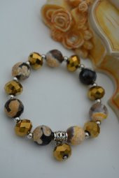 STONEAGE JEWELLERY Akik Taşlı ve Çek Kristalli Bileklik thumbnail 3