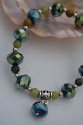 STONEAGE JEWELLERY Yeşim Taşlı ve Çek Kristalli Bileklik thumbnail 1