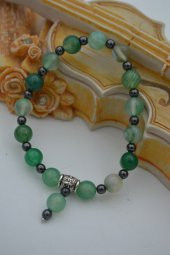 STONEAGE JEWELLERY Yeşil Akik ve Hematit Doğal Taşlı Bileklik thumbnail 2