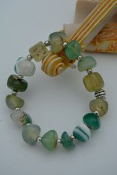 STONEAGE JEWELLERY Kırma Tamburlanmış Yeşil Akik Taşlı Bileklik - 2