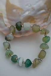 STONEAGE JEWELLERY Kırma Tamburlanmış Yeşil Akik Taşlı Bileklik - 3