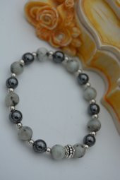 STONEAGE JEWELLERY Dalmaçyalı Akik ve Hematit Doğal Taşlı Bileklik thumbnail 2