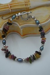 STONEAGE JEWELLERY Turmalin ve Siyah Arpa İncili Doğal Taş Bileklik thumbnail 4