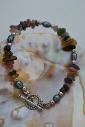 STONEAGE JEWELLERY Turmalin ve Siyah Arpa İncili Doğal Taş Bileklik thumbnail 7