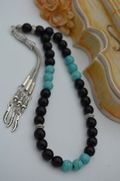 STONEAGE Mat Oniks ve Turkuaz Taşlı Tespih thumbnail 1