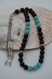 STONEAGE Mat Oniks ve Turkuaz Taşlı Tespih thumbnail 2