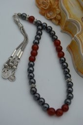 STONEAGE Hematit ve Akik Taşlı Tesbih Tespih - 1