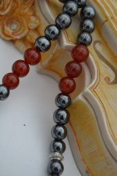 STONEAGE Hematit ve Akik Taşlı Tesbih Tespih - 5