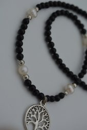 STONEAGE Oniks ve İnci Doğal Taşlı Bayan Kolye thumbnail 2