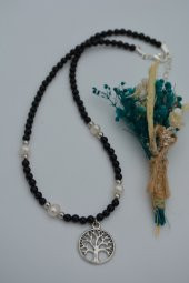 STONEAGE Oniks ve İnci Doğal Taşlı Bayan Kolye thumbnail 3