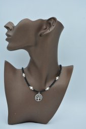 STONEAGE Oniks ve İnci Doğal Taşlı Bayan Kolye thumbnail 4