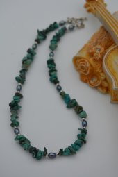 STONEAGE Afrika Turkuazı ve Siyah İnci Kolye thumbnail 5