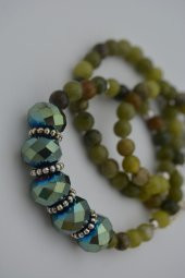 STONEAGE Yeşim Taşlı ve Çek Kristalli Kolye Doğal Taş thumbnail 1