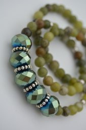 STONEAGE Yeşim Taşlı ve Çek Kristalli Kolye Doğal Taş thumbnail 2