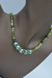 STONEAGE Yeşim Taşlı ve Çek Kristalli Kolye Doğal Taş thumbnail 4