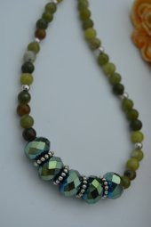 STONEAGE Yeşim Taşlı ve Çek Kristalli Kolye Doğal Taş thumbnail 5