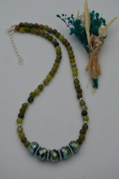 STONEAGE Yeşim Taşlı ve Çek Kristalli Kolye Doğal Taş thumbnail 9