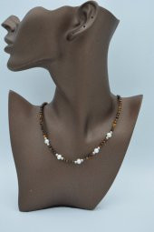 STONEAGE Kaplan Gözü ve İnci Taşlı Bayan Kolye thumbnail 1