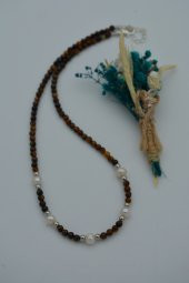 STONEAGE Kaplan Gözü ve İnci Taşlı Bayan Kolye thumbnail 3